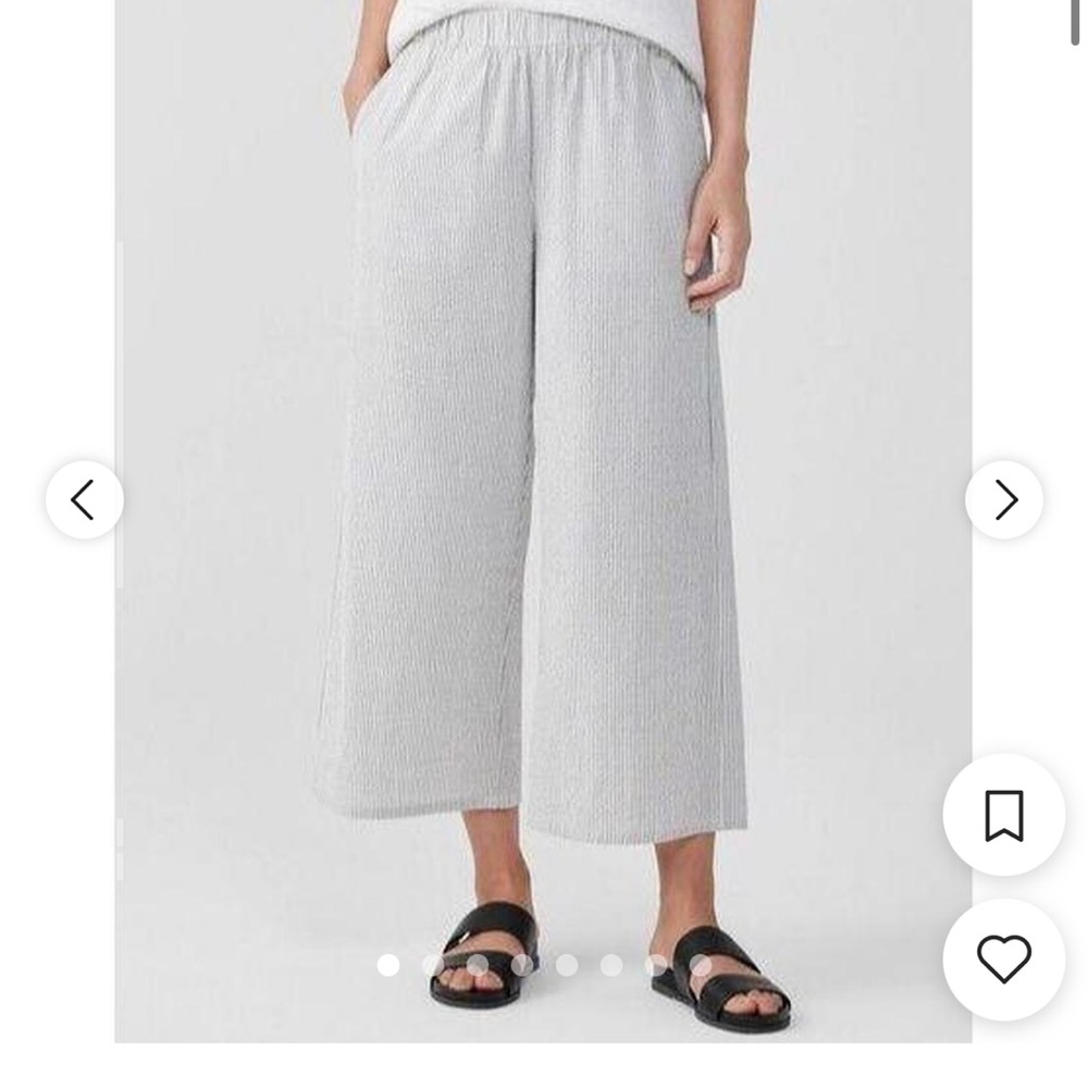 Eileen Fisher White Textured Top Wide-Leg Pants, like new - Picture 2 of 10